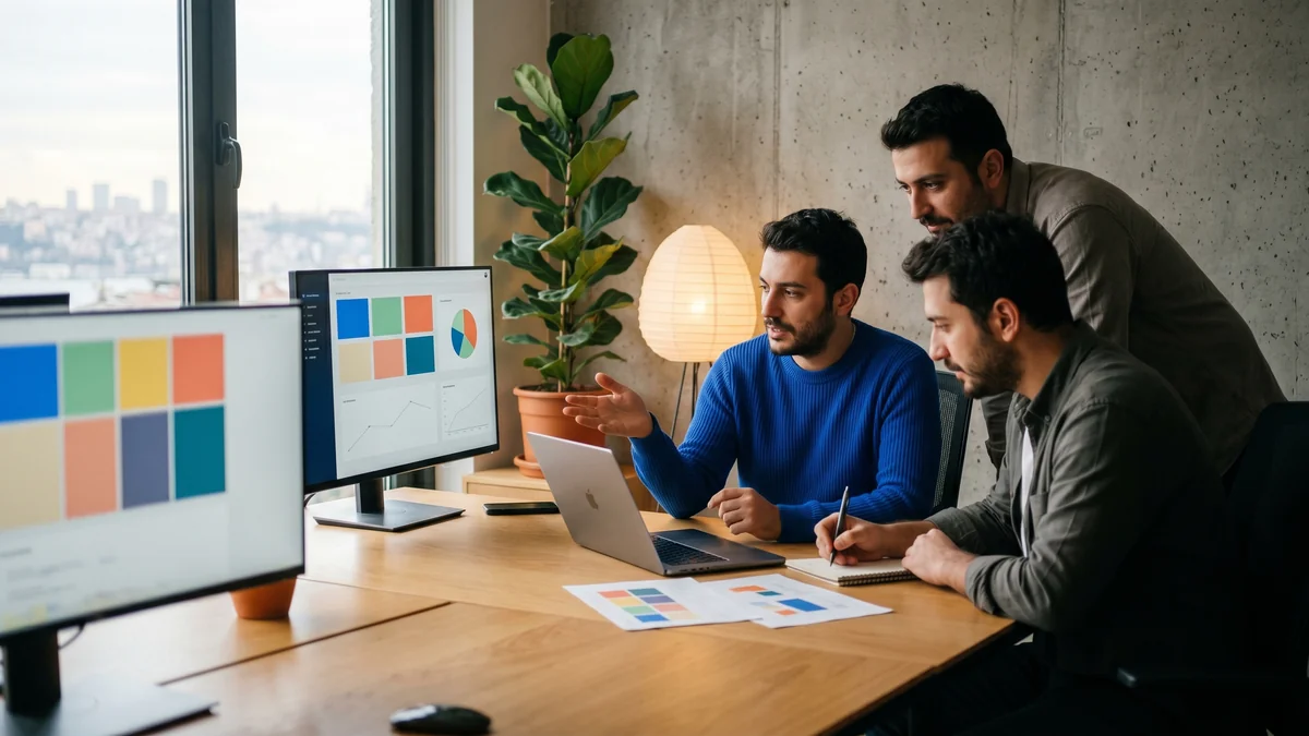 Benji's Digital email marketing studio workspace in Istanbul at golden hour