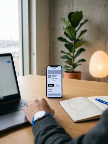 Mobile eCommerce checkout page showing Apple Pay and Google Pay options with minimal form fields