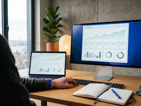 Dashboard showing upward organic traffic and indexation growth for a large enterprise website