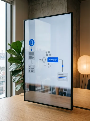 Shopify product FAQ on a phone with an AI answer extracting one sentence as a citation