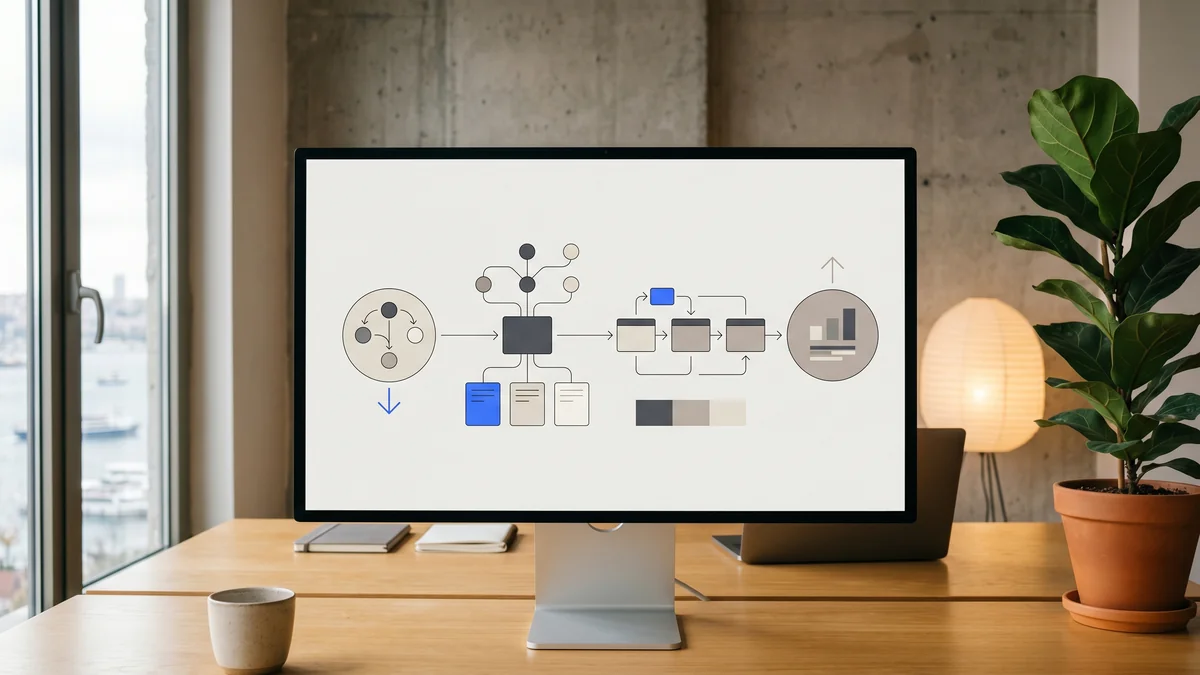 Four-step Shopify SEO process timeline covering audit, strategy, implementation sprints, and reporting