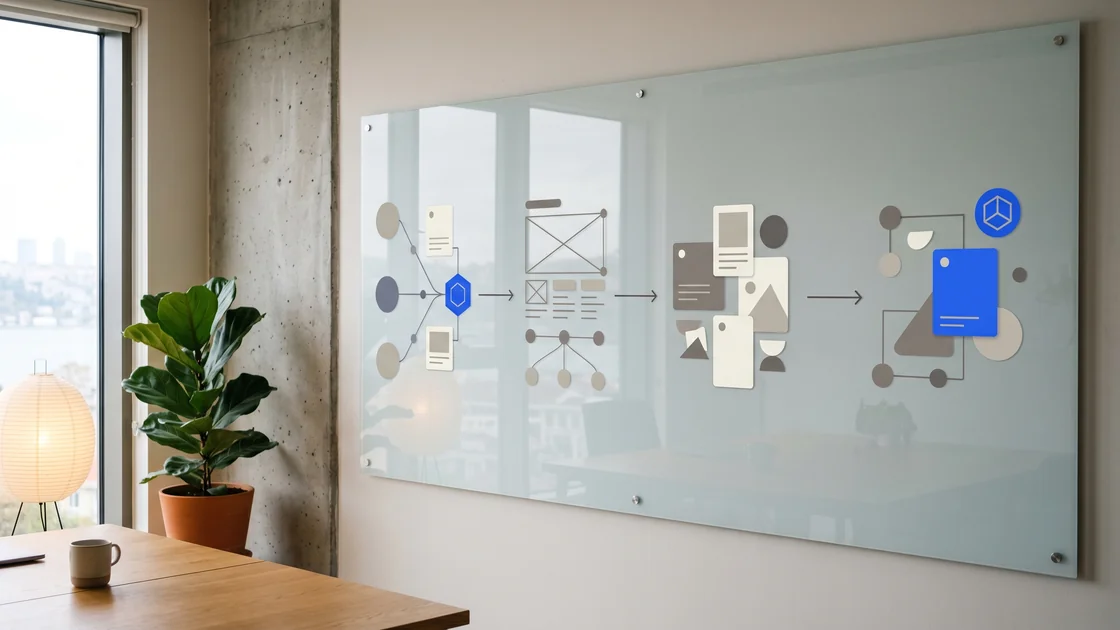 Four step web design process from discovery and wireframe to design and launch