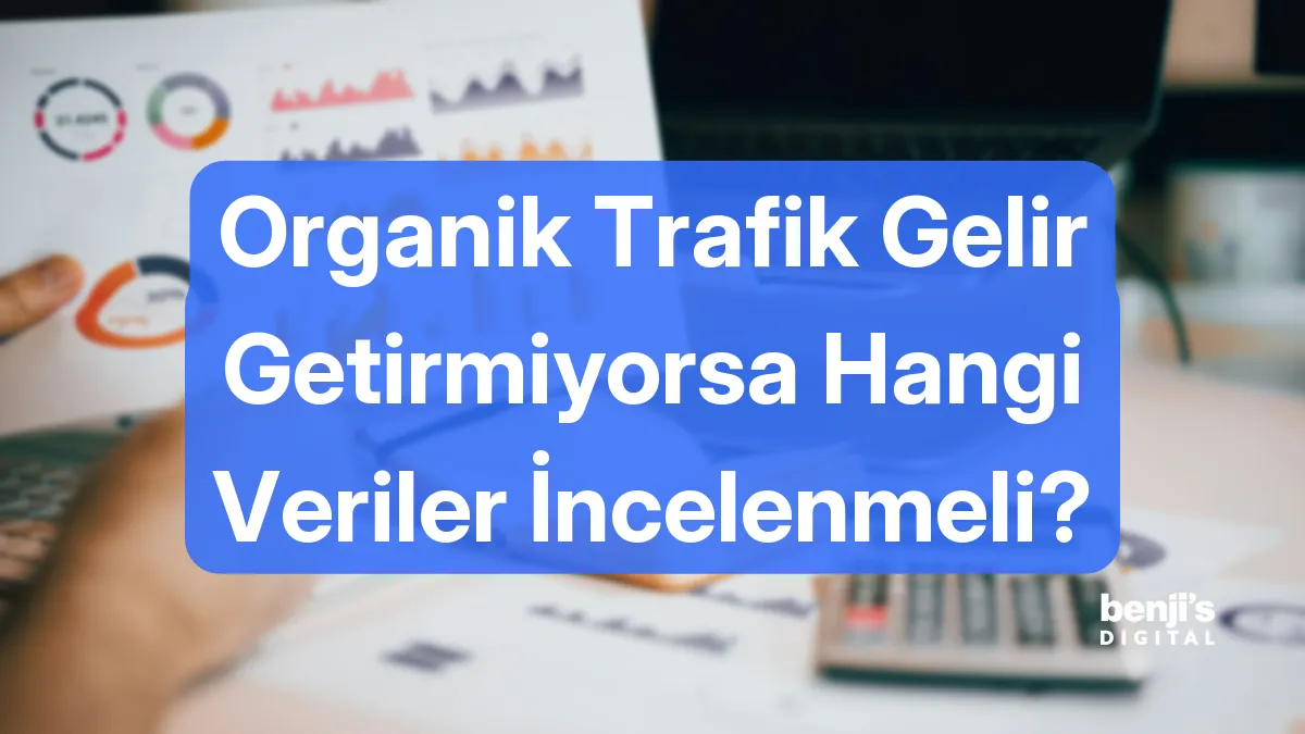 Organik trafik gelir getirmiyorsa hangi veriler incelenmeli kapak görseli, masada grafikler ve not defteriyle veri inceleyen bir kişi