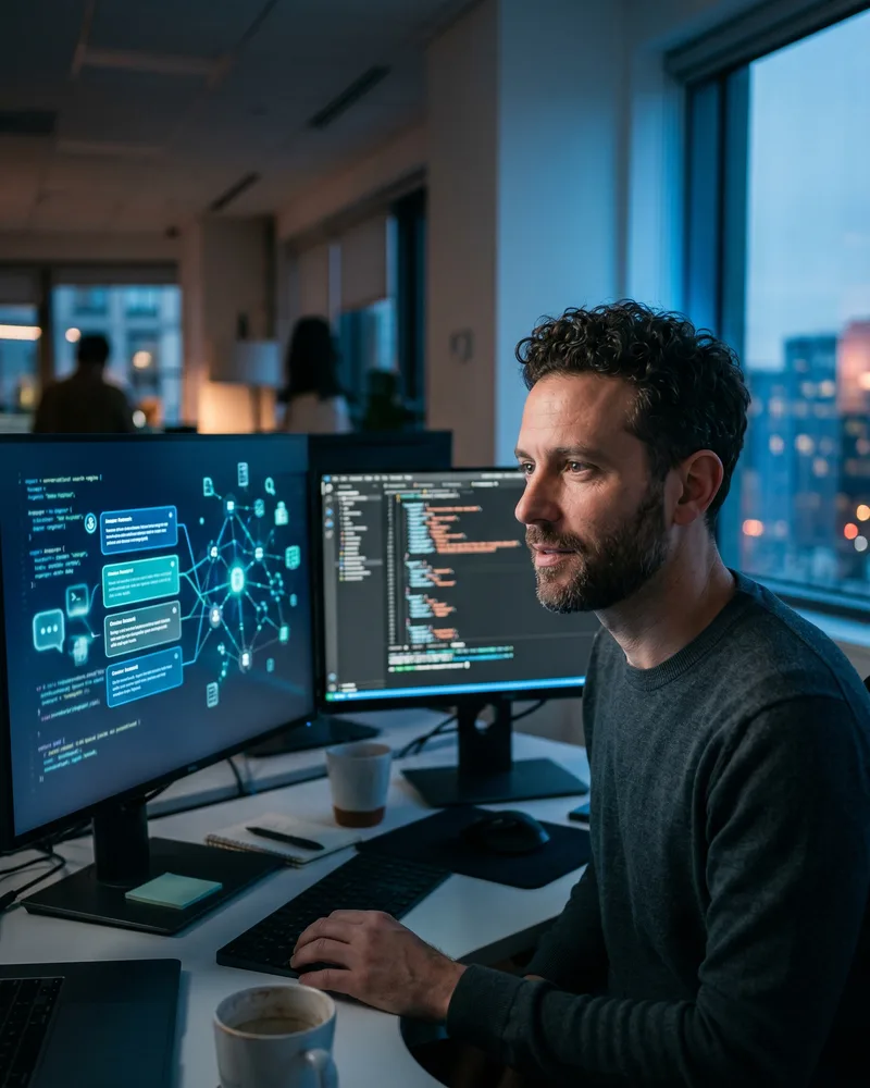 Shopify ürün sayfası ve mağazayı öneren bir yapay zeka sohbet yanıtı yan yana görünüyor