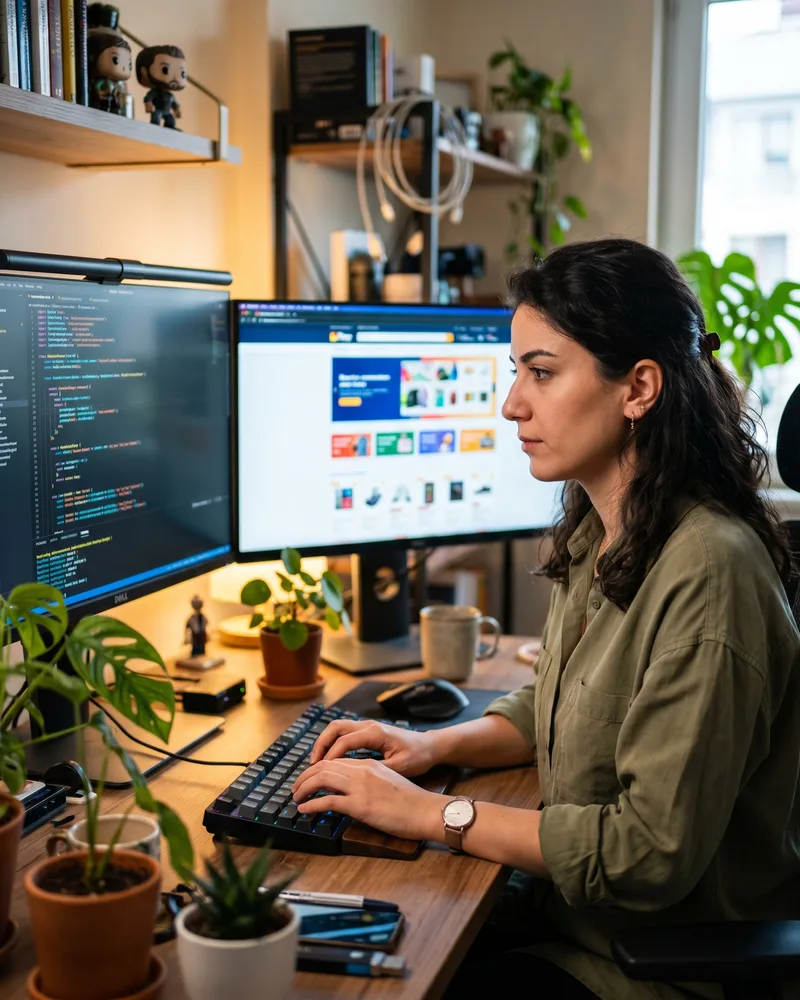 Geliştirici, kod editöründe canlı bir mağazanın yanında özel Shopify uygulaması geliştiriyor